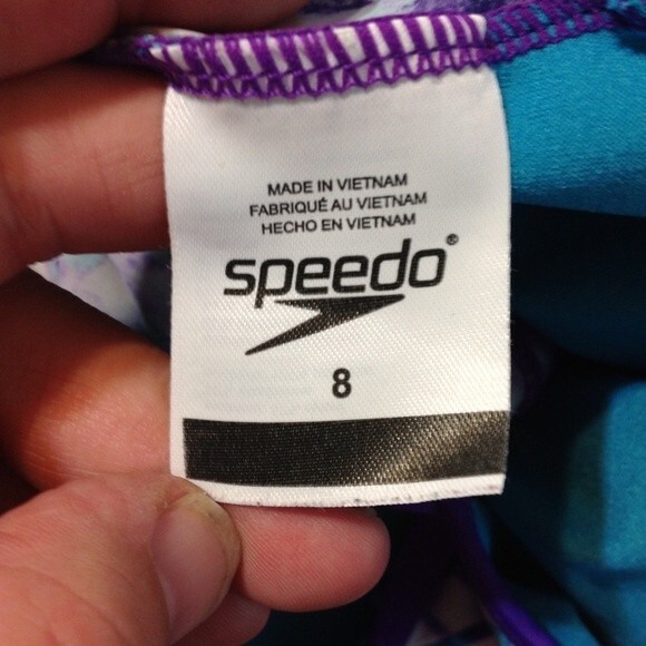 SPEEDO Girl's Size 8 Mermaid Tankini Bikini Top Swim Purple Green Watercolor - Picture 5 of 7